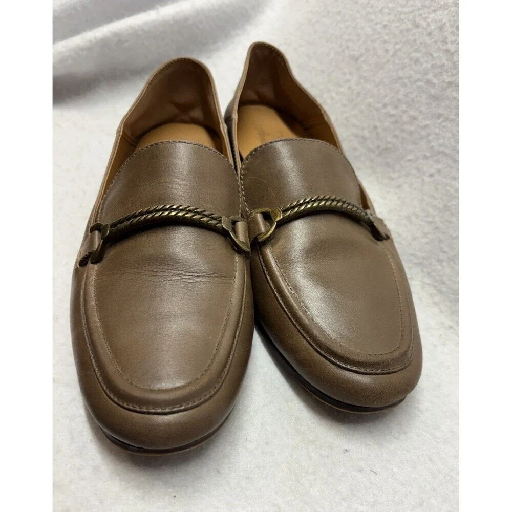 Patricia Nash Fia Taupe Brown Leather Loafer Flat Shoes Size 9 / 39 M Old Money